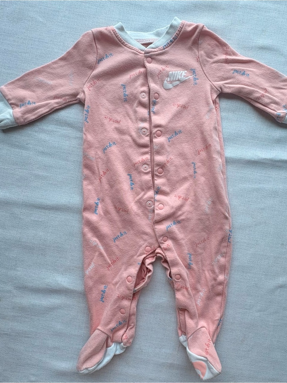 Nike Baby Girls Footed Sleeper 3-6 Months Pink Just Do It Logo